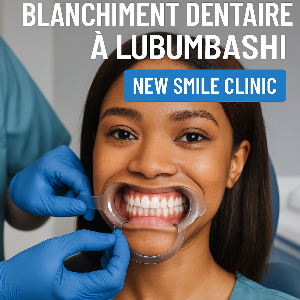 Blanchiment dentaire Lubumbashi - 5 méthodes chez New Smile Clinic dès 50$